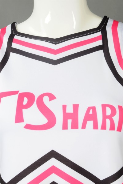 CH206 custom sleeveless cheerleading suit skirt design printing LOGO pleated skirt cheerleading suit contrast cheerleading clothing garment factory  glee cheerios uniform  elite cheer uniforms detail view-4
